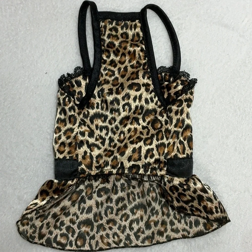 Leopard Print Dog Dress with Pink Flower
